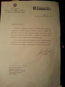 La lettera inviata dal Quirinale