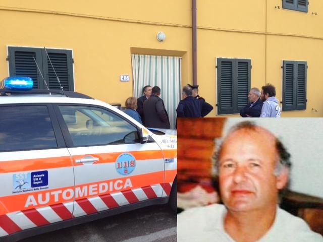 La casa della famiglia Taddei dove è avvenuto l'omicidio - suicidio, a lato Piero Taddei
