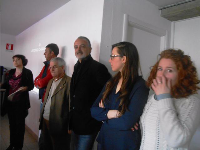 Da sinistra: Valeria Carboncini (Arci Empolese Valdelsa), Giuseppe Cumia (coop Pio La Torre-libera terra) Giampiero Longanesi Renato Scalia (fondazione Caponnetto) ed infine due ragazze dell'associazione Libera di Empoli Margherita Valiani e Diletta Grassi