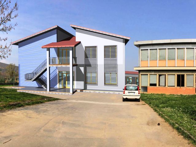 Il rendering del progetto dell'ampliamento della scuola di San Leonardo in Treponzio