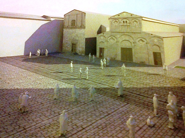 La riproduzione virtuale di come sarà la piazza della Pieve di Cascina dopo il restyling voluto dall'amministrazione comunale