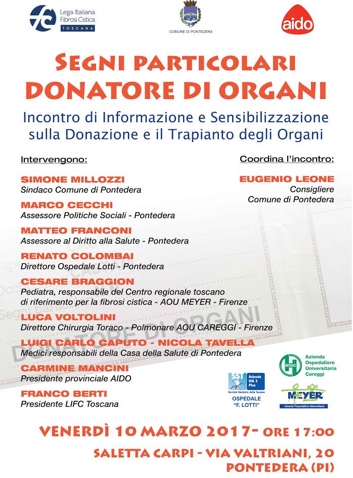 A Pontedera una giornata di studio dedicata alla donazione 